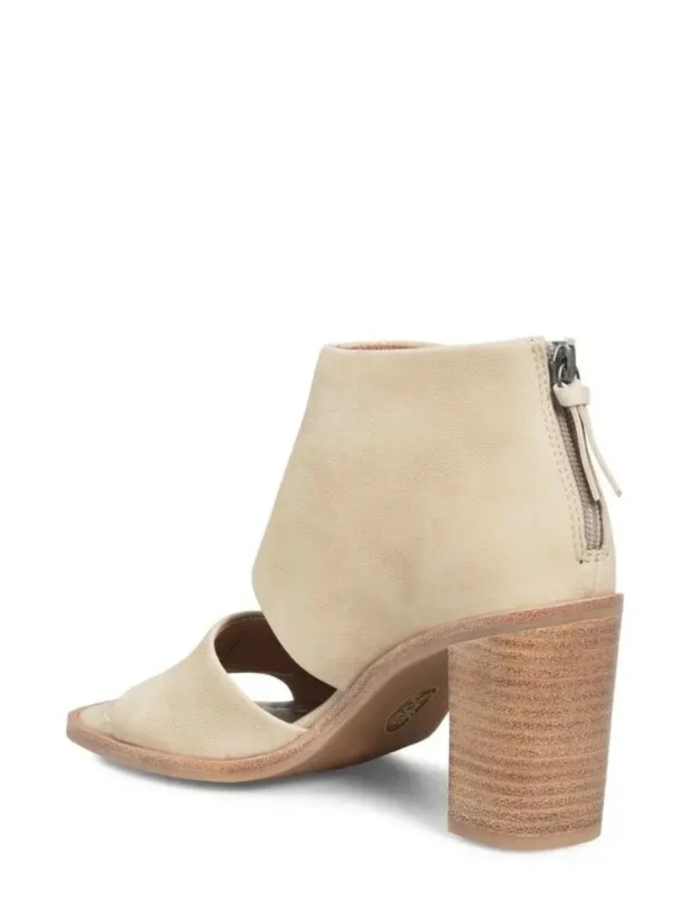 Beige Open-Toe Block Heel Sandal